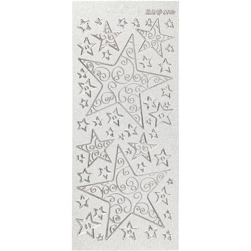 Stickers Peel Off Etoiles - Argenté - Planche de 10x23 cm