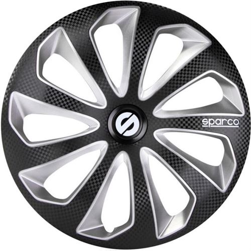 Sparco Enjoliveurs Sicilia 16 pouces ABS noir / argent lot de 4