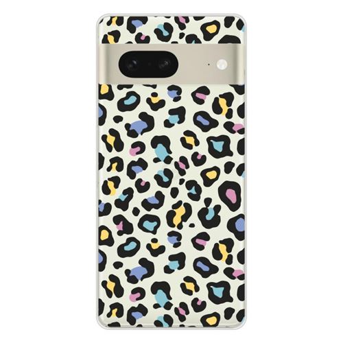Coque en silicone imprimée compatible Google Pixel 7 Léopard coloré