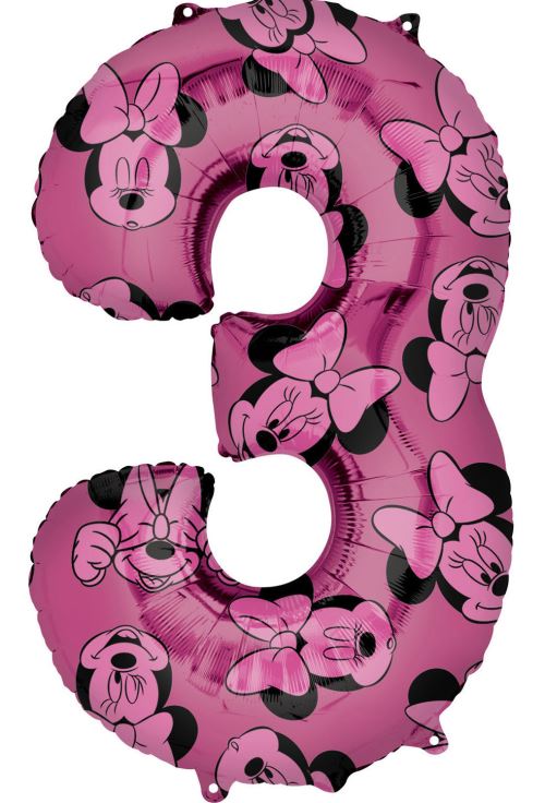 Amscan ballon d'aluminium Minnie Mouse 3 ans junior 43 x 66 cm rose