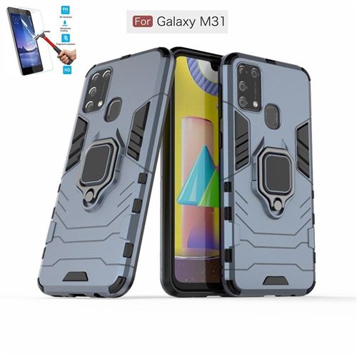 Coque Pour Samsung Galaxy M31 Anti Choc Gris Avec Film Verre Trempé Armor Avec Support Magnétique hfs-house®
