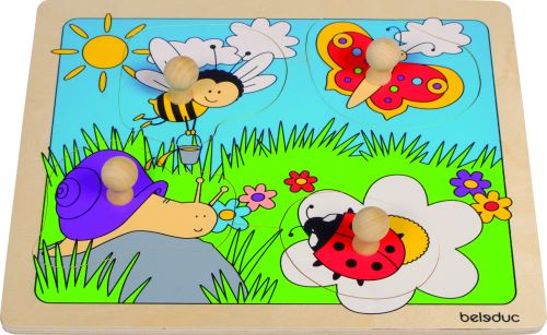 beleduc bouton en bois puzzle prairie 4 pièces