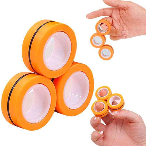 3 anneaux magnétiques anti-stress - Rolling Fingers oranges