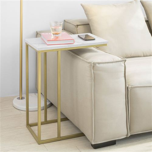 Table d’Appoint Moderne Bout de canapé à Café Table de Chevet Effet Marbre,FBT87-G,SoBuy®