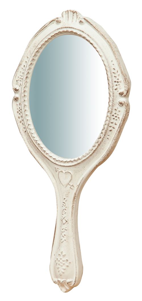 Miroir Mural À Accrocher En Bois Finition Blanche Vieillie Aux Dimensions L14Xpr1,5Xh28 Cm Made In Italy