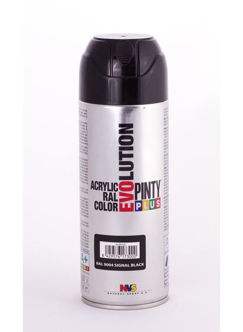Peinture spray acrylic brillant 400ml noir signal ral 9004 - pinty plus