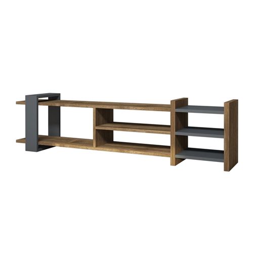 Meuble TV design L. 156 x H. 40 cm gris anthracite