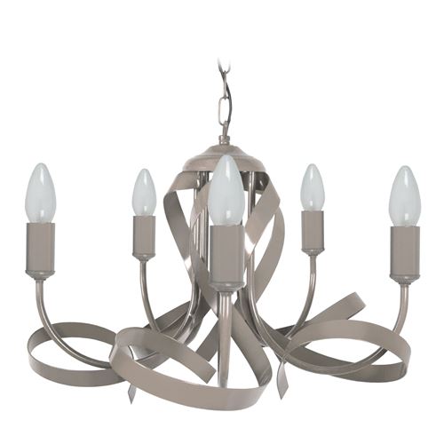 Lustre 5 lumières en métal diamètre 60cm Monaco taupe taupe