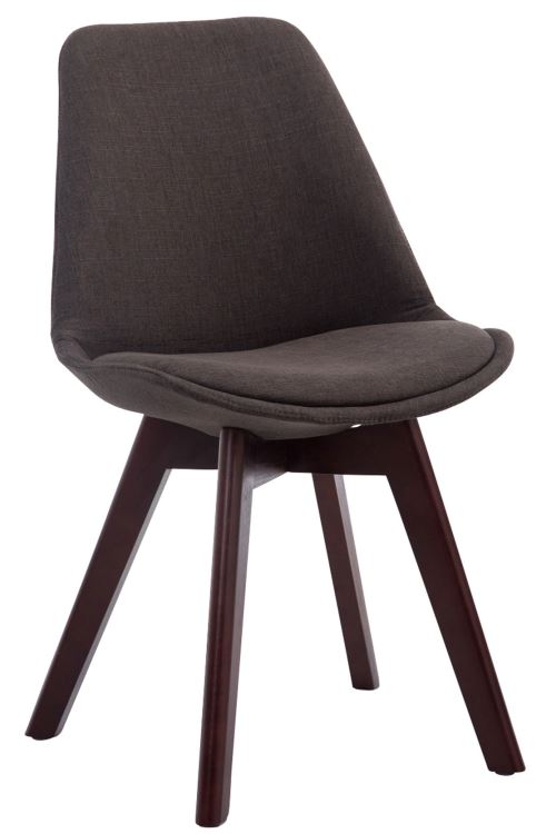 Chaise de Salle à manger Borneo V2 en Tissu - Style scandinave - Chaise Visiteur avec Piètement en Bois de Chêne Noyer - Couleur Gris foncé