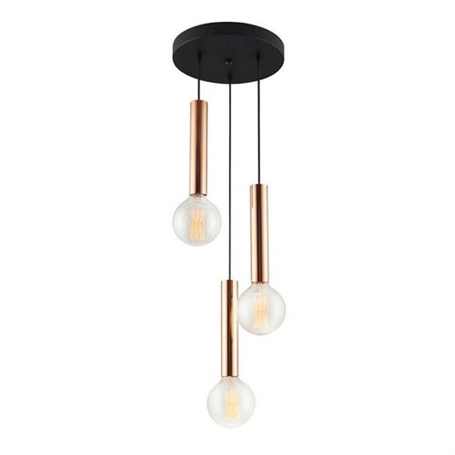 HOMEMANIA Lampe à Suspension Tubo Chandelier - de Plafond - Noir, Or en Métal, 34 x 34 x 120 cm, 3 x E27, 40W