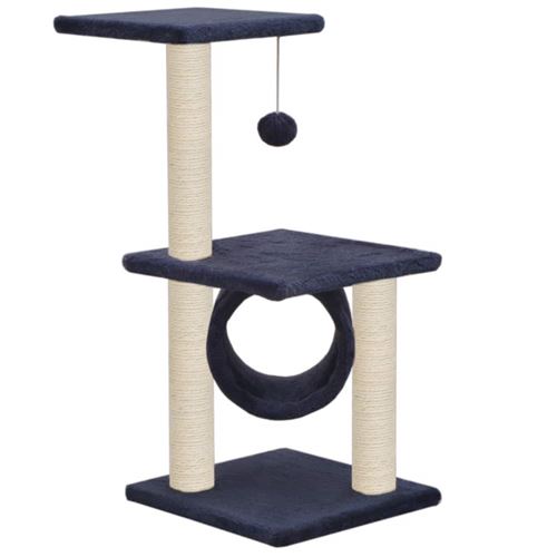 Comparer les prix de Arbre à chat griffoir grattoir niche jouet animaux peluché en sisal 65 cm bleu foncé