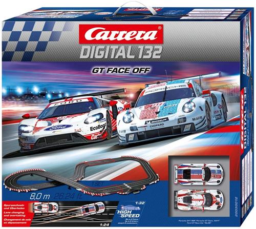 Carrera piste de course de 8Digital 132 GT Face Off,0 mètres noire