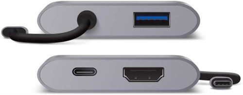 ALOGIC Adaptateur multiport USB-C avec HDMI 4K/USB 3.0/USB-C avec Alimentation – Série Prime – Gris