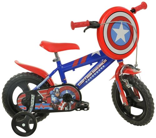 Dino 412UL-CA Captain America Vélo Garçon 12 pouces 21 cm Garçon Frein à serrer Bleu