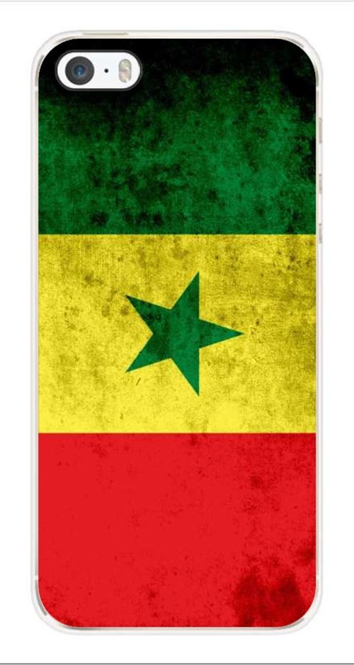 Coque en silicone imprimée compatible iPhone 5 iPhone 5S Drapeau Sénégal