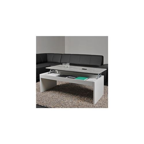 Table basse DARWIN 120x60cm / Blanc et Béton