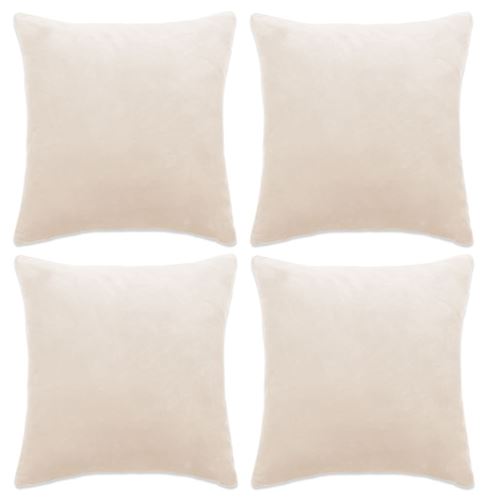 vidaXL Housse de coussin 4 pcs Velours 40 x 40 cm Blanc cassé