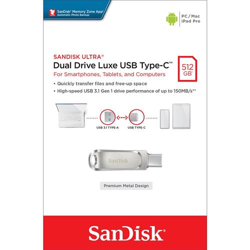 Clé USB 3.0 SanDisk Ultra Dual Drive Go USB-C 512 Go - Clé USB