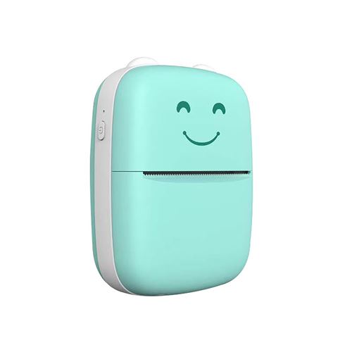 Mini imprimante thermique Bluetooth sans fil portable 58 mm Smile Face -vert