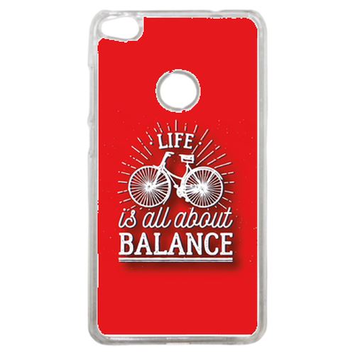 Coque Life Il All About Balance Fond Rouge Compatible P8 2017 Transparent