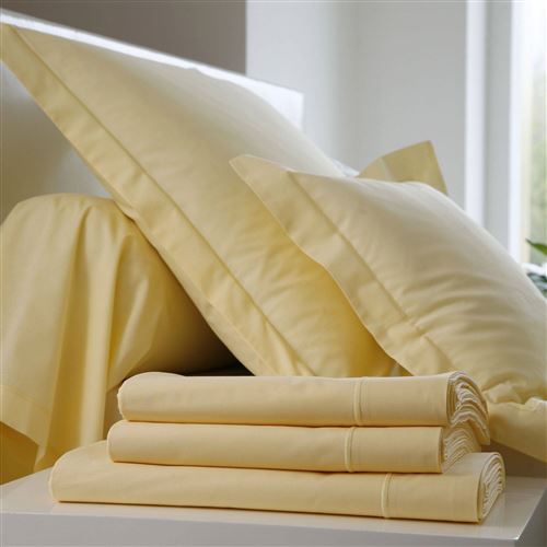 Drap housse Coton BLANC DES VOSGES - Jaune - 80 x 200 cm