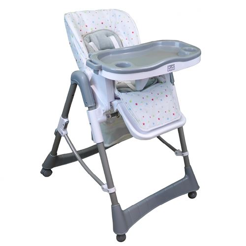 Chaise haute b&eacute;b&eacute; pliable r&eacute;glable hauteur dossier tablette - Ptit Stars multicolore