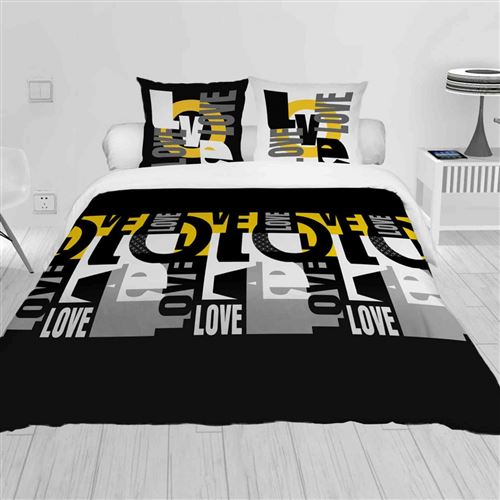 Parure de lit Lovers noir 140x200 cm