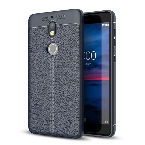 Nokia 7 Coque Protection TPU Texture Litchi bleu foncé ALS54539
