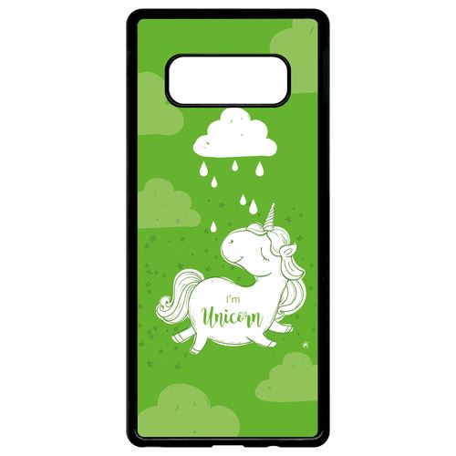 Coque samsung galaxy note 8 unicorne nuage fond vert