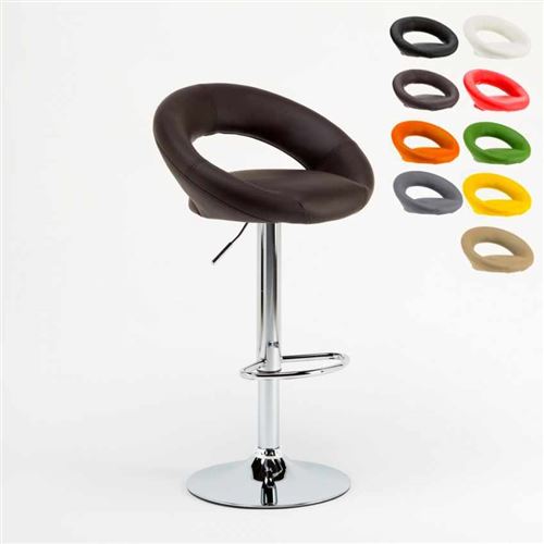 Superstool - Tabouret haut bar cuisine fixe pivotant réglable en hauteur avec repose-pieds Chicago, Couleur: Marron