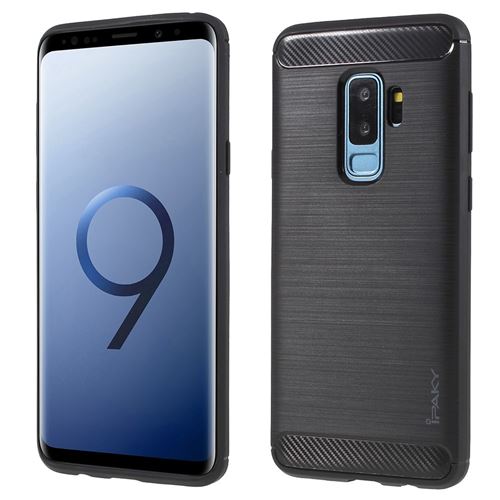 Coque en TPU  noir en fibre de carbone pour Samsung Galaxy S9 Plus