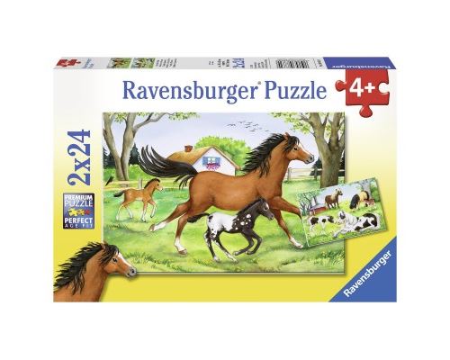 Puzzles 2 x 24 pièces Ravensburger Monde de chevaux