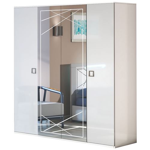310 01 Sur Rosabel Armoire 4 Portes Avec Miroir Central Achat