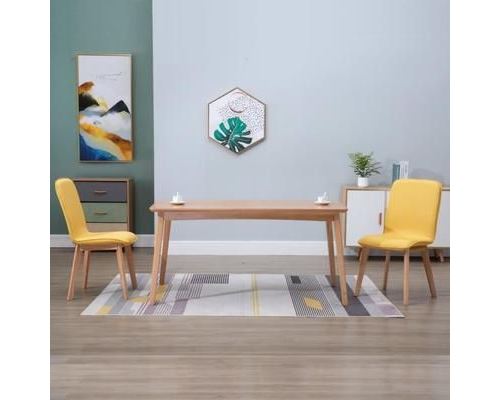 vidaXL 2 pcs Chaises de salle à manger Jaune Tissu et chêne massif