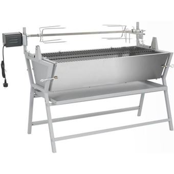 vidaXL Broche à rôtir de barbecue Fer et acier inoxydable - 1