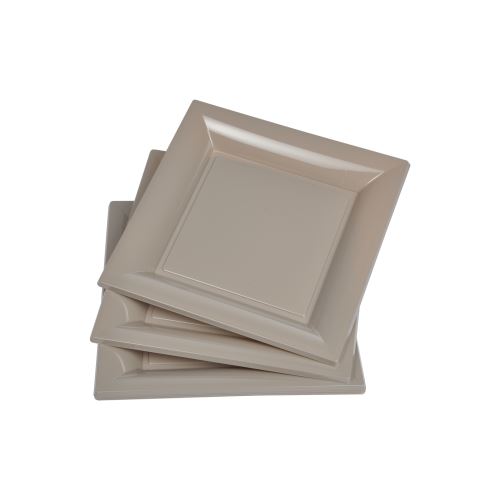set 6 assiettes carrées ps 18cm taupe
