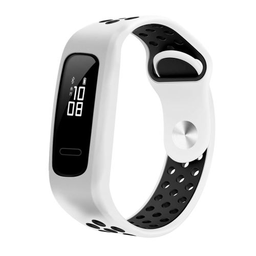 Bracelet en silicone bicolore Smartwatch pour HONOR BAND 4 Running/HUAWEI 3E/AW70 - Blanc&Noir
