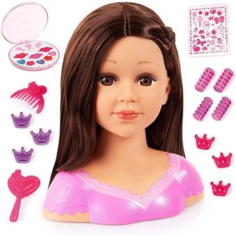 Charlène Super Modèle Tête à Coiffer et Maquiller Cheveux Brun - 1