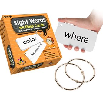Star Right Education Sight Words Flash Cards, 169 Sight Words and Sentences With 2 Rings - 1