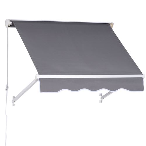 Store banne manuel inclinaison réglable aluminium polyester imperméabilisé 70 x 120 cm gris