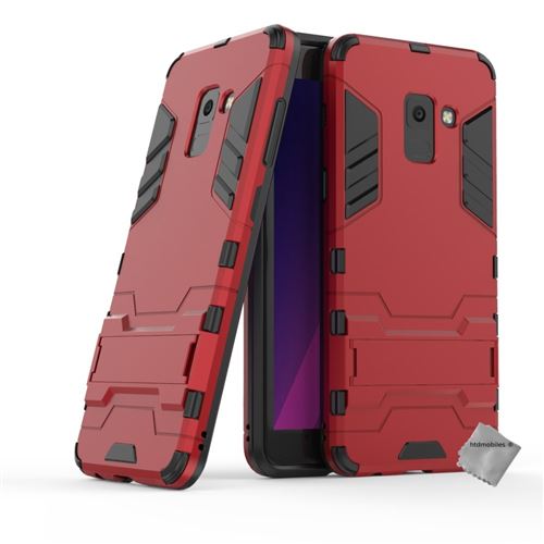 Housse etui coque rigide anti choc pour Samsung Galaxy A8 (2018) avec film ecran - ROUGE