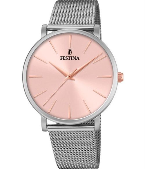 Montre Festina F20475-2 - Boyfriend acier cadran rose index et bracelet milanais acier
