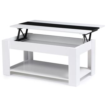 12 Sur Table Basse Contemporaine Tao Plateau Relevable Bois Blanc Et Noir Achat Prix Fnac