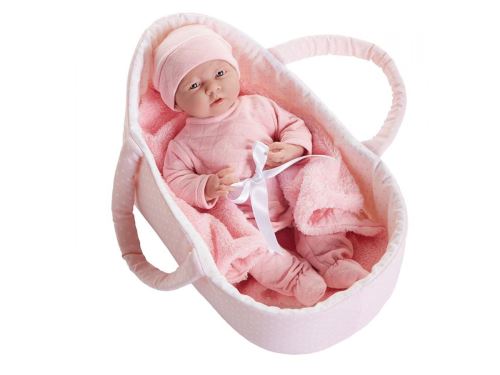 Berenguer - Deluxe Soft Body La Newborn in Basket with Soft Blanket. (Pink)