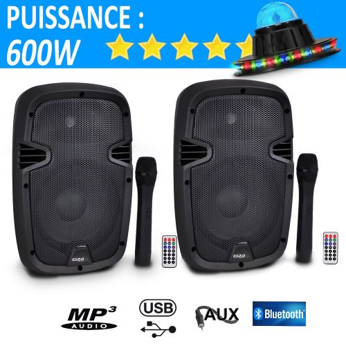 60€ sur Enceinte autonome 8/20cm 300W USB/SD/BT avec micro VHF  HYBRID8VHF-BT, Enceintes, baffle et amplis DJ, Top Prix