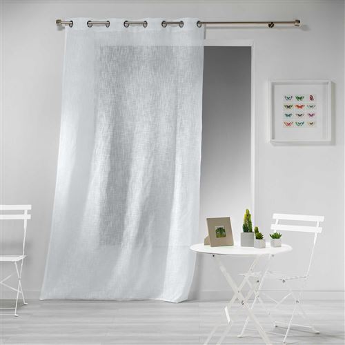 Panneau a oeillets 140 x 240 cm effet lin tisse haltona Blanc Douceur d'Intérieur
