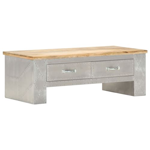 vidaXL Table basse aviateur 100x50x36 cm Bois de manguier massif
