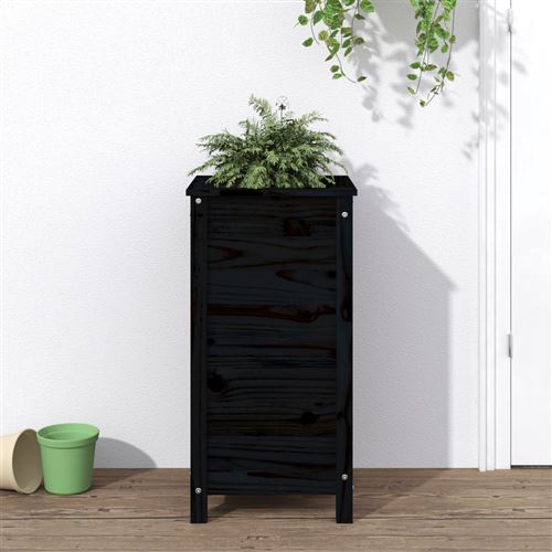 VIDAXL - Jardinière - Bois massif de pin - 40x40x78 cm - Noir - Image 2