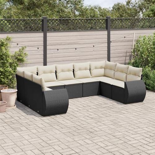 Salon de jardin modulable vidaxl noir 9 pieces 1 personnes 62 x 62 x 69 cm resine tressee