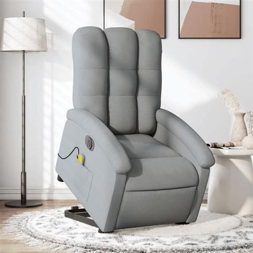 Vidaxl Gris/Clair Fauteuil De Relaxation, Massage, Inclinable Électrique Réglable Tissu - Image 2
